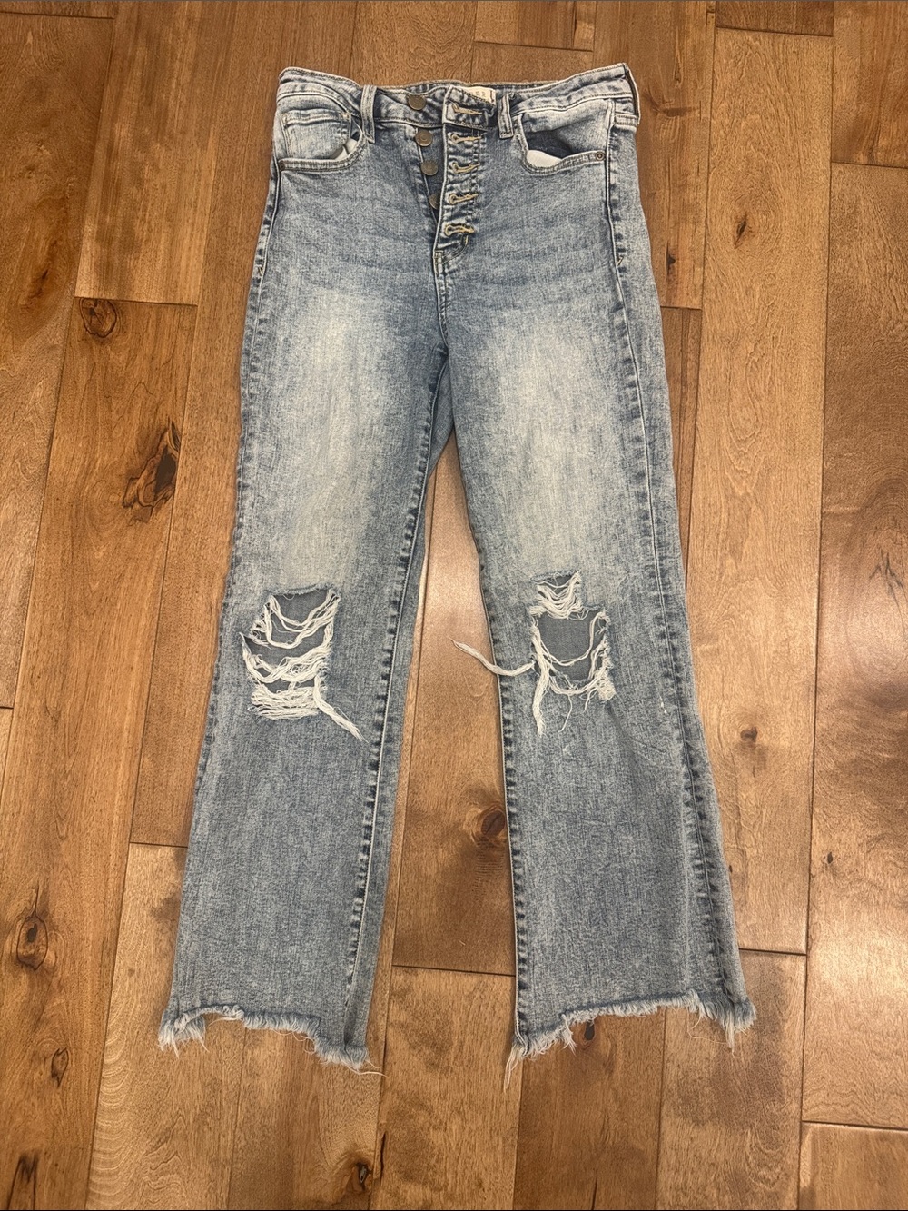 Harper Heritage high rise kick crop distressed Light Blue Jeans size 27